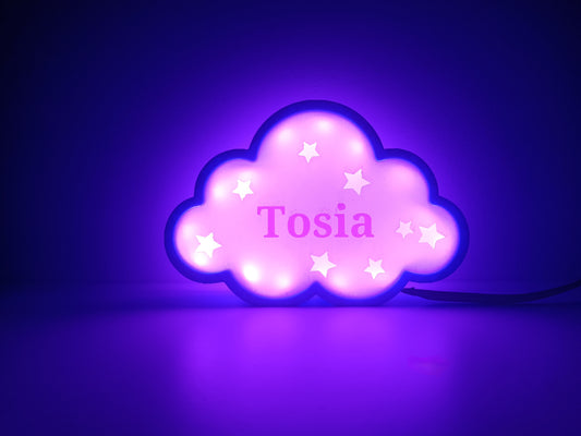 🌙 Personalizowana Lampka LED Chmurka – z imieniem dziecka!