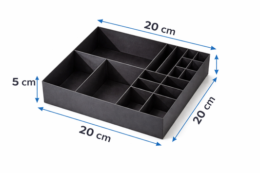 Organizer do szuflady i na biurko 20×20×5 cm | Przybornik z przegródkami